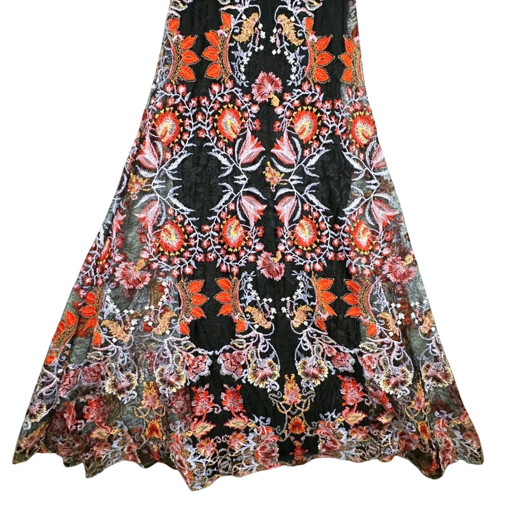 Free People Rising Sun Maxi Dress Women's 6 Warm Embroidered Floral Strappy Boho - Picture 7 of 15
